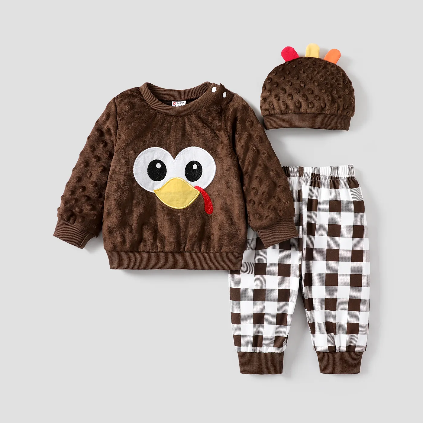 3pcs Baby Girl/Boy Thanksgiving Childlike Style Set 