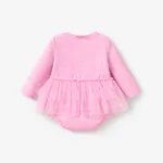 Baby Girl Naia Solid Color Lace Bowknot Ballet Wear Long Sleeve Romper  image 3