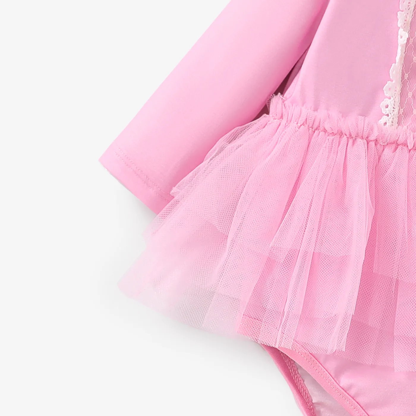 Baby Girl Naia Solid Color Lace Bowknot Ballet Wear Long Sleeve Romper  image 4