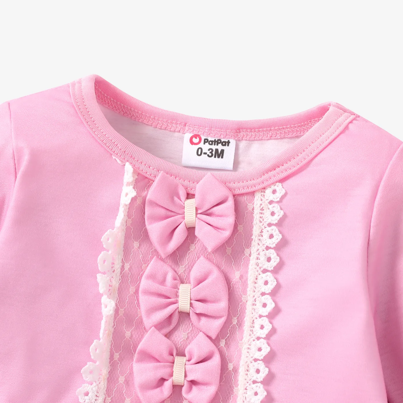 Baby Girl Naia Solid Color Lace Bowknot Ballet Wear Long Sleeve Romper  image 5