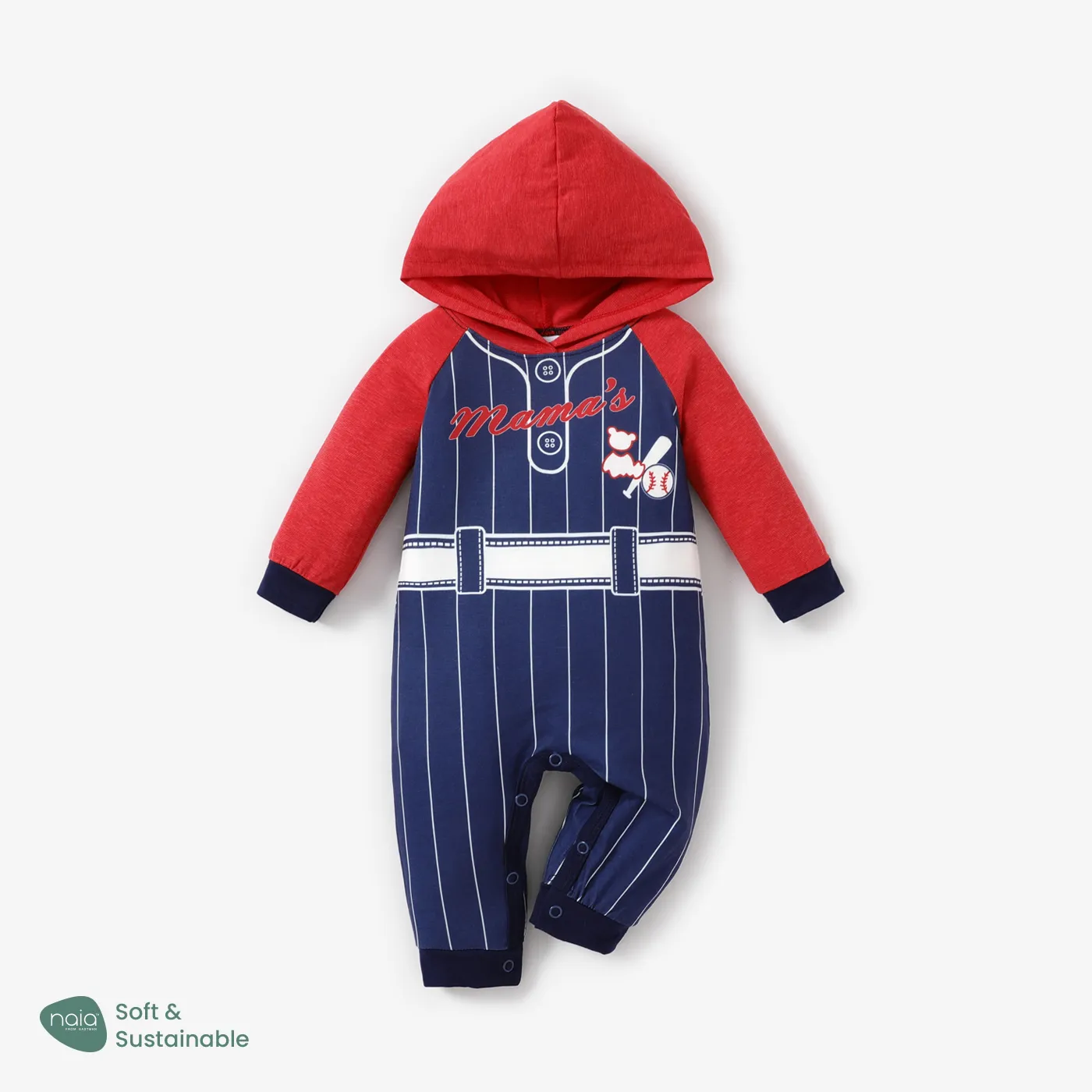 Bebé Unissexo Com capuz Desportivo Manga comprida Macacão Vermelho big image 1