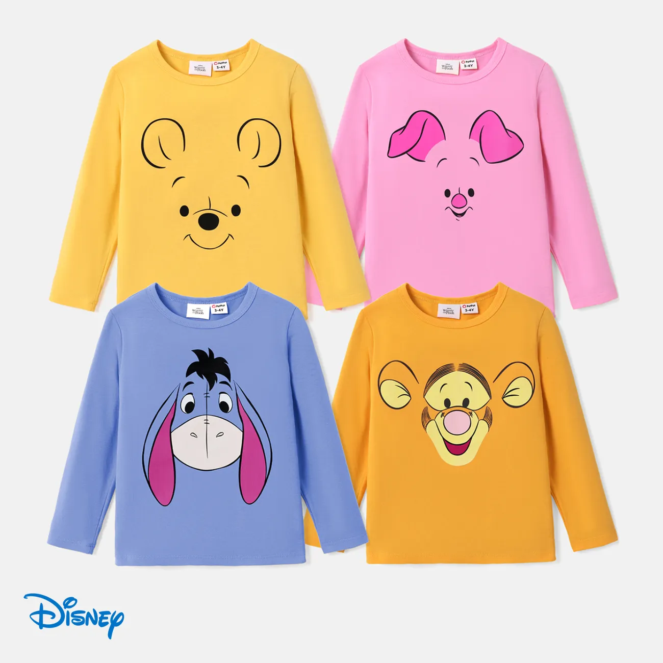 Disney Winnie the Pooh Criança Unissexo Infantil Manga comprida T-shirts Amarelo big image 1