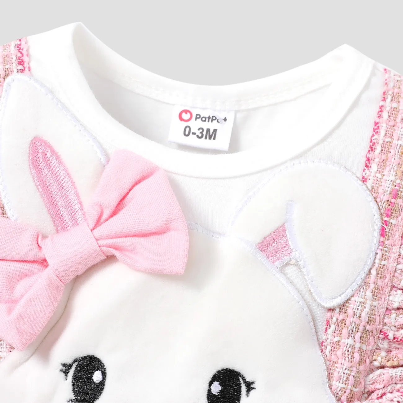 Pascua 2 unidades Bebé Chica Costura de tela Conejo Infantil Manga larga Mamelucos y monos Rosado big image 1