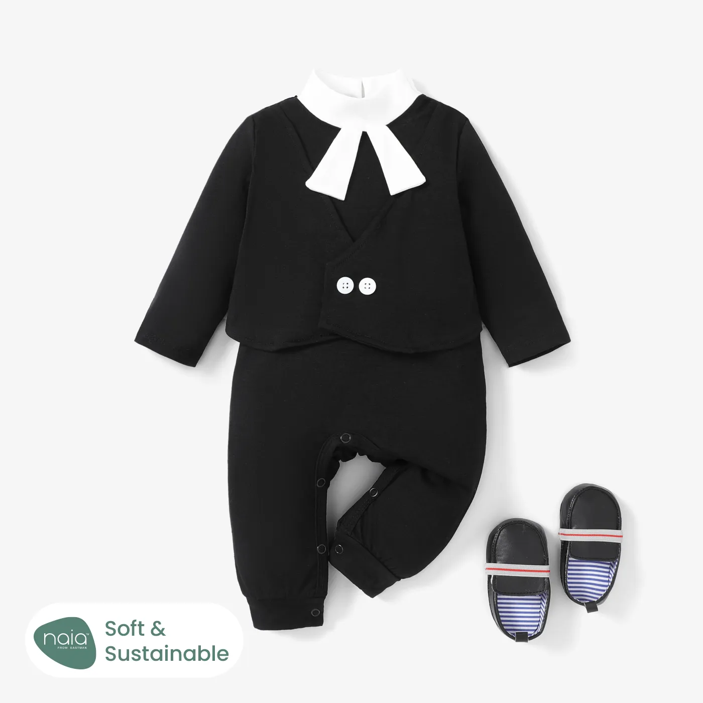 Baby Boy/Girl  Naia Classic Lawyer-style Solid Color Long Sleeve Jumpsuit