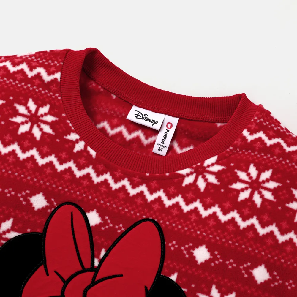 Disney Mickey and Friends Christmas Family Matching Snowflake Character Print Plush Crew Neck Sweatshirt big image 18