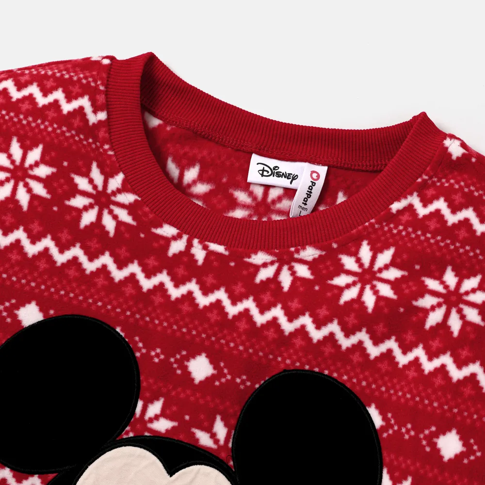 Disney Mickey and Friends Christmas Family Matching Snowflake Character Print Plush Crew Neck Sweatshirt big image 22