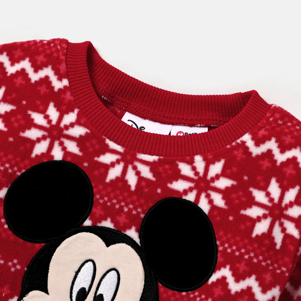 Disney Mickey and Friends Christmas Family Matching Snowflake Character Print Plush Crew Neck Sweatshirt big image 10