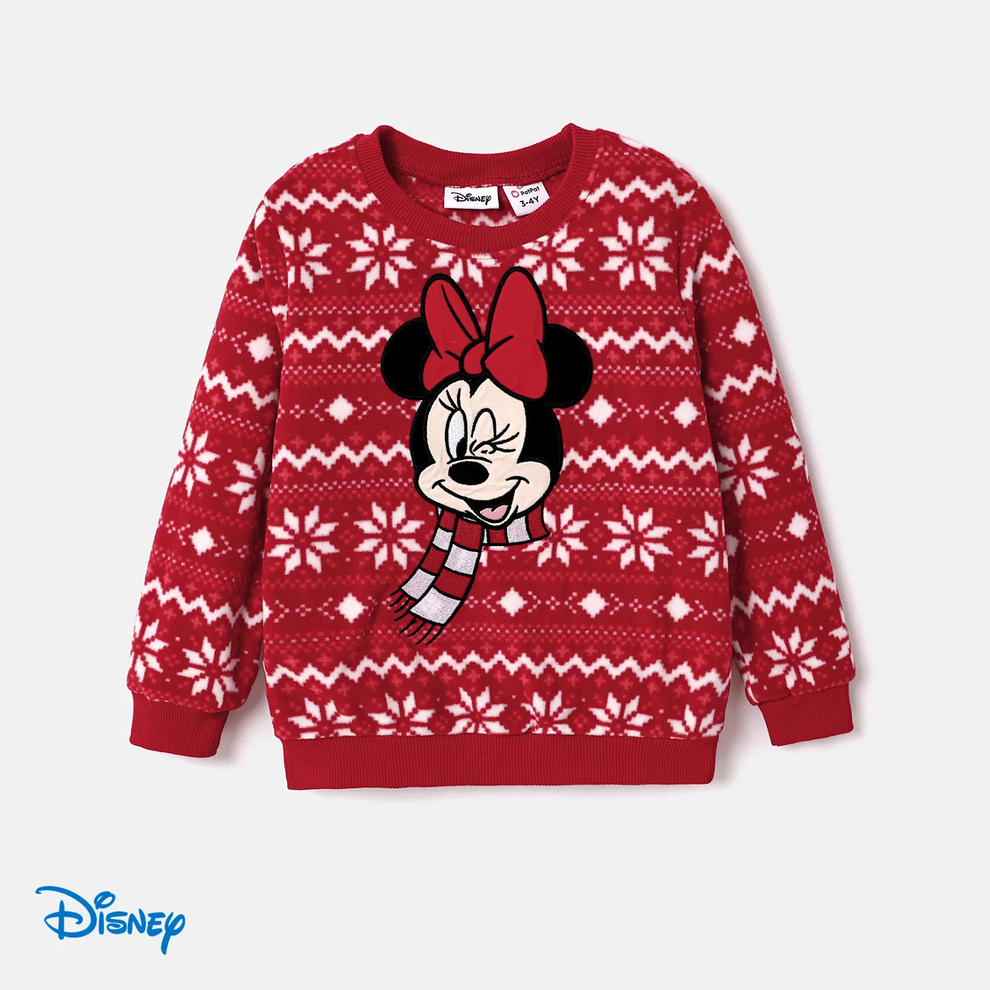 Disney Mickey and Friends Christmas Family Matching Snowflake Character Print Plush Crew Neck Sweatshirt  big image 13