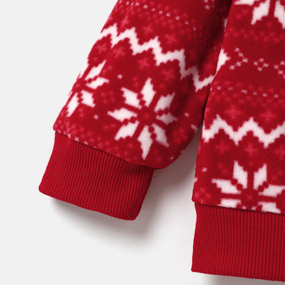 Disney Mickey and Friends Christmas Family Matching Snowflake Character Print Plush Crew Neck Sweatshirt big image 4