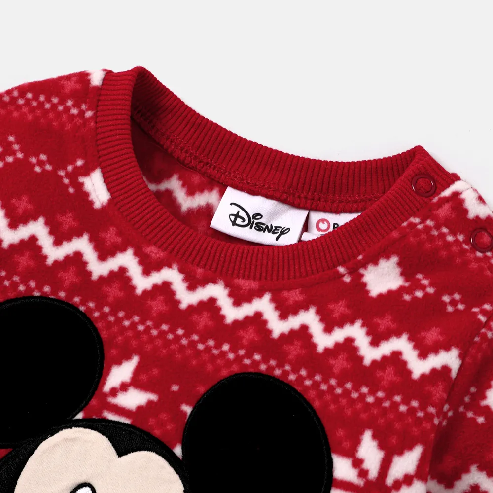 Disney Mickey and Friends Christmas Family Matching Snowflake Character Print Plush Crew Neck Sweatshirt big image 3