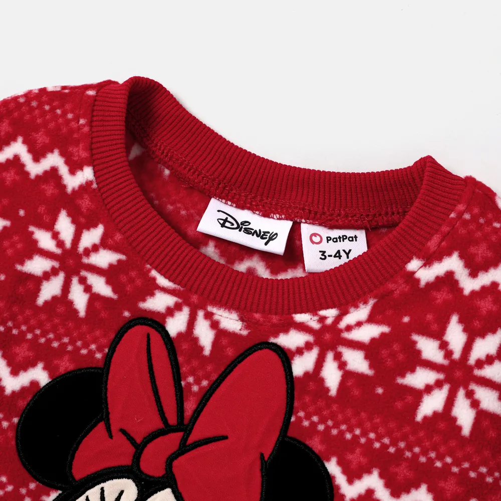 Disney Mickey and Friends Christmas Family Matching Snowflake Character Print Plush Crew Neck Sweatshirt big image 15