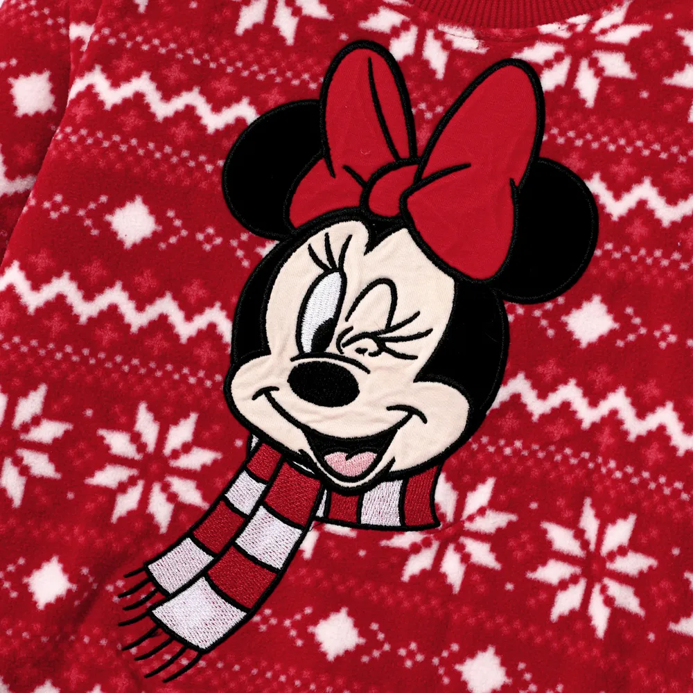 Disney Mickey and Friends Christmas Family Matching Snowflake Character Print Plush Crew Neck Sweatshirt big image 14
