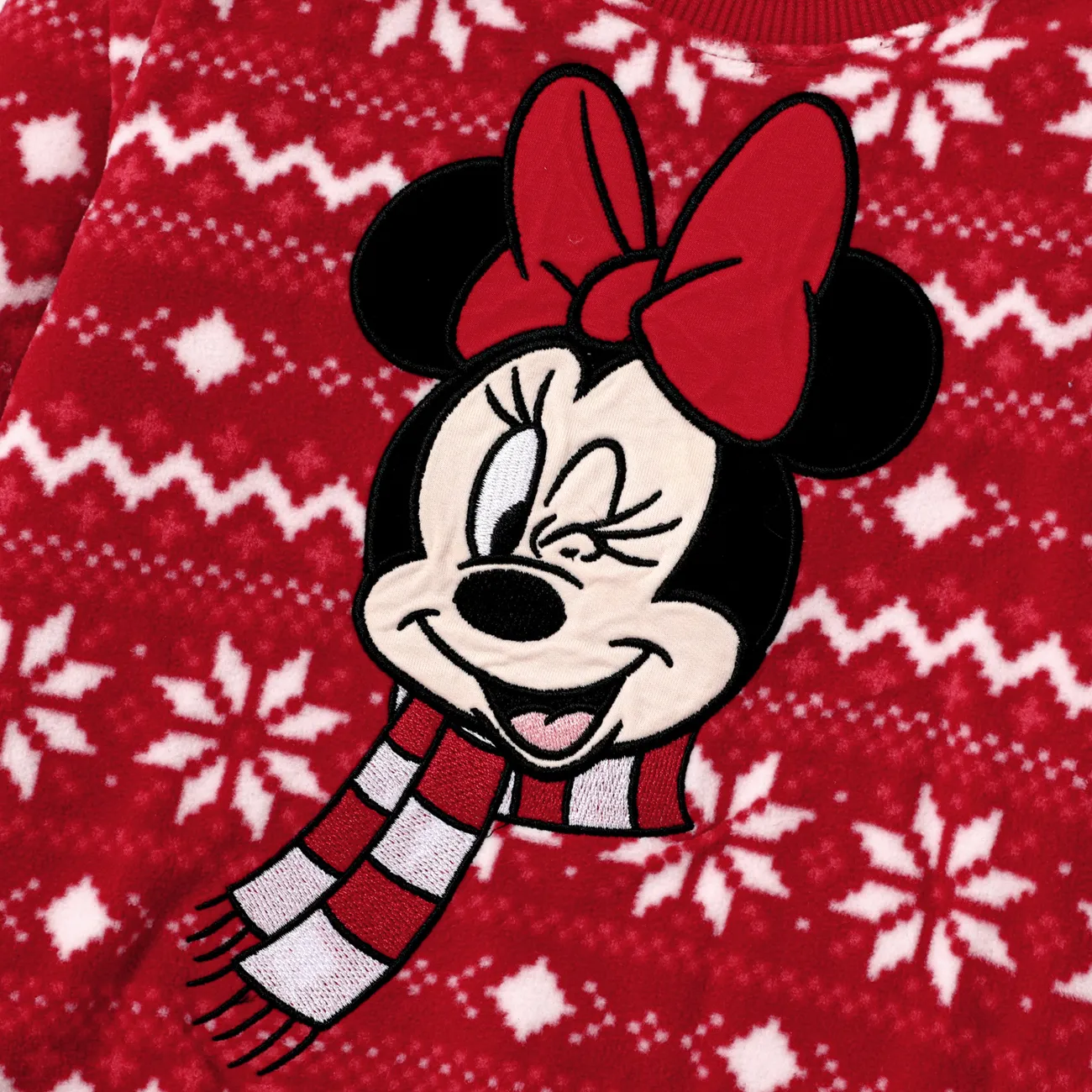 Disney Mickey and Friends بلايزر إطلالة العائلة للجنسين طوق الجولة كم طويل نقش الكريسماس الكريسماس أحمر big image 1