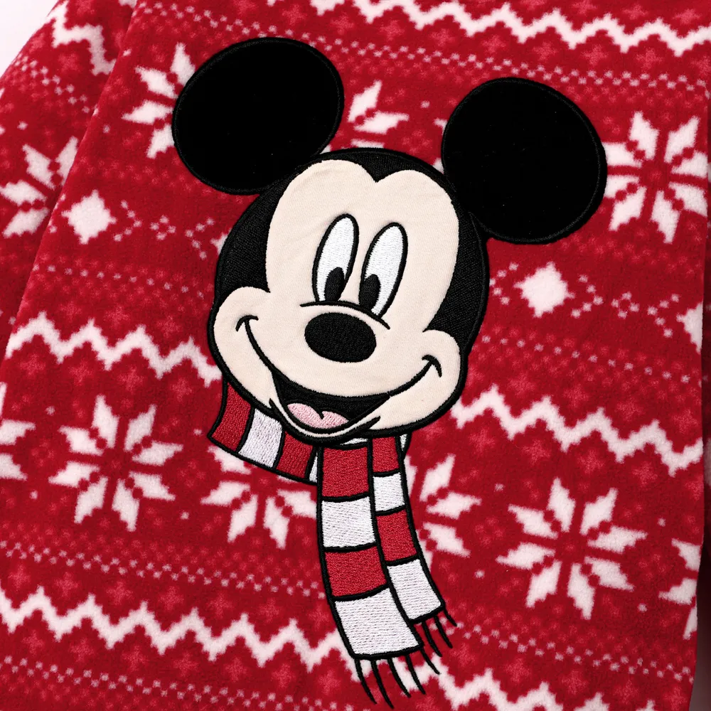 Disney Mickey and Friends Christmas Family Matching Snowflake Character Print Plush Crew Neck Sweatshirt big image 2