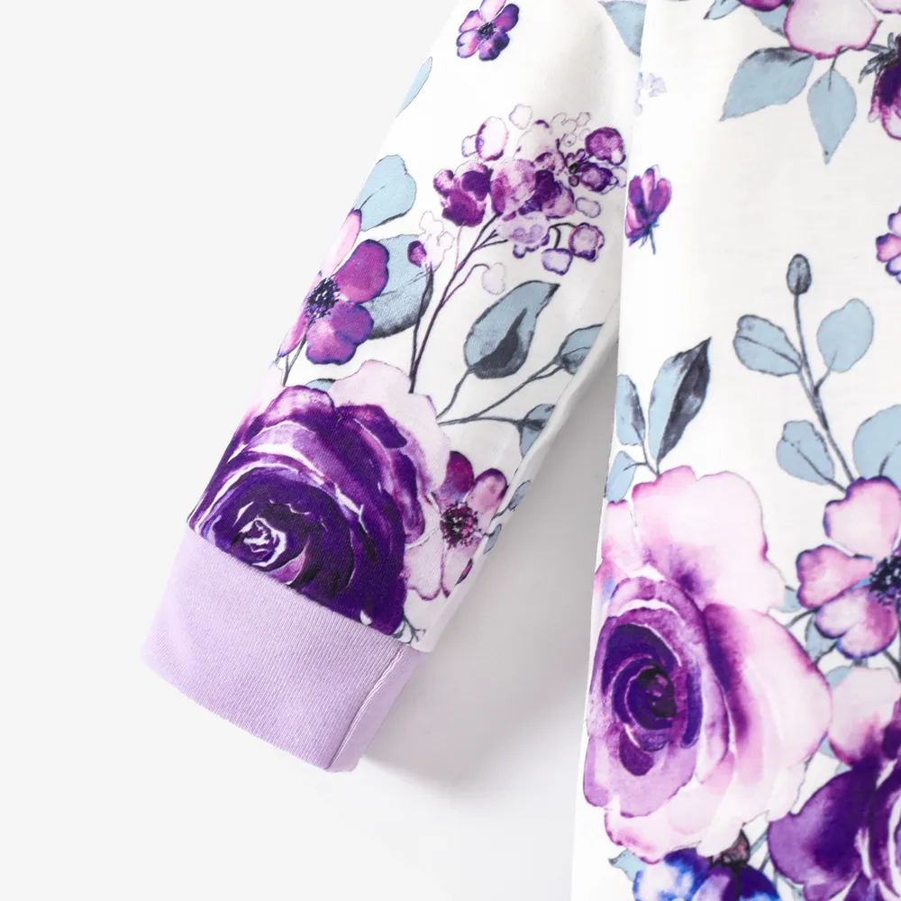2pcs Baby Girl Floral Sweet Long Sleeve Jumpsuit Set big image 4