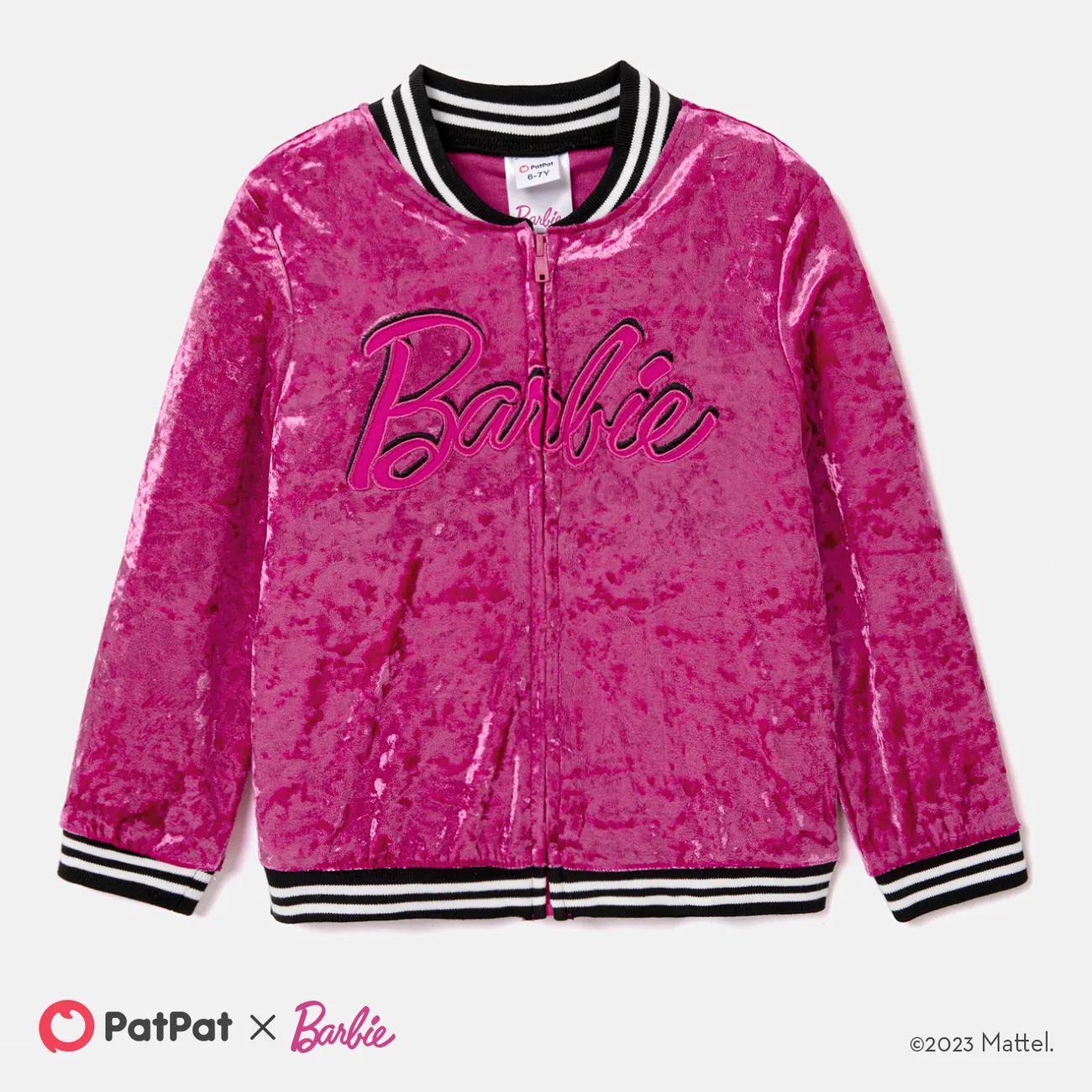 Barbie Kid Girl Letter Print Long-sleeve Mesh Jacket PINK-1 big image 1