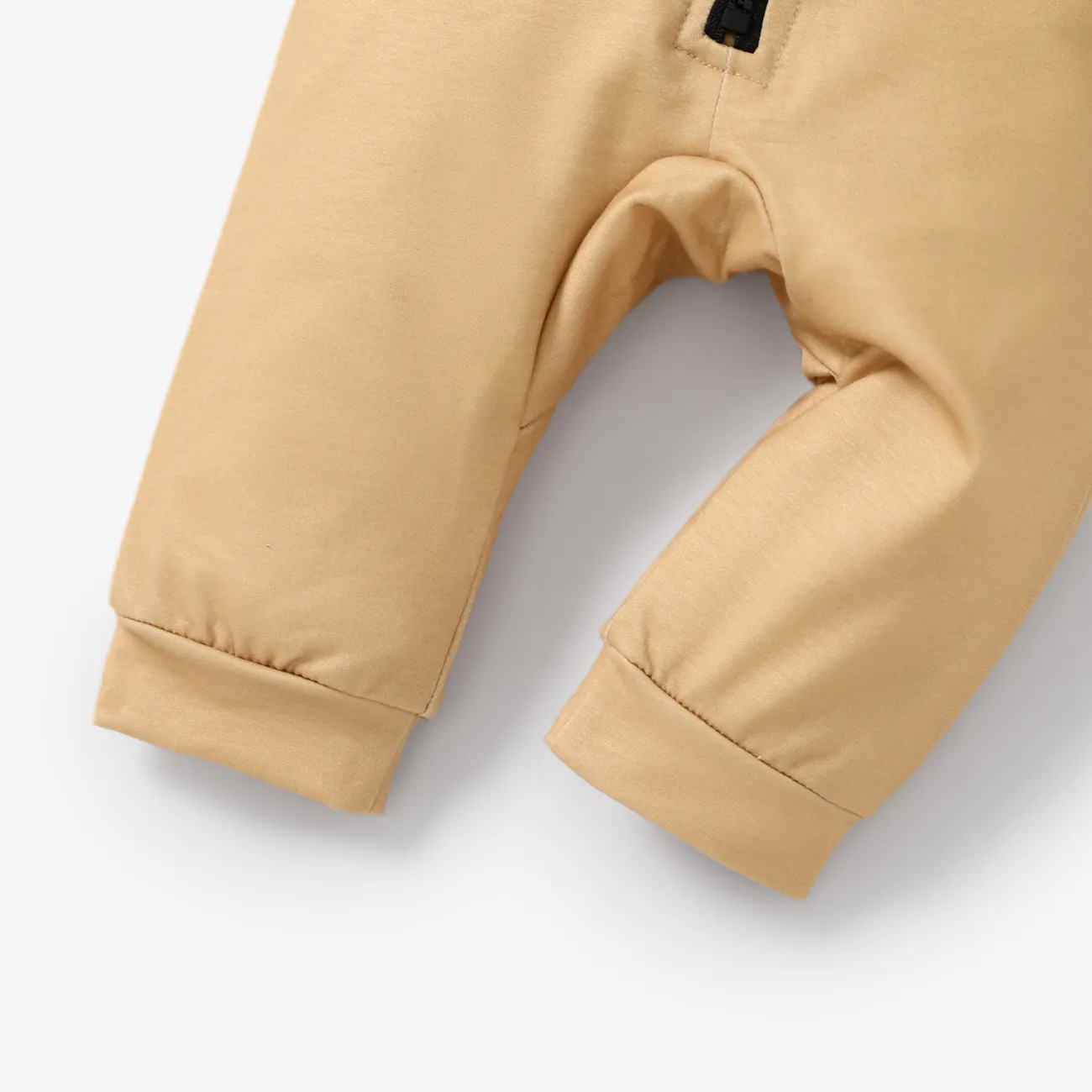 2pcs Baby Boy/Girl Solid Color Classic Pilot Jumpsuits  Khaki big image 1