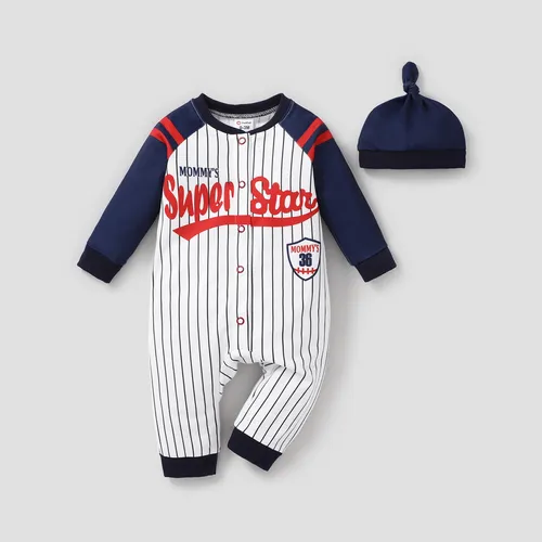 2pcs Baby Girl/Boy Casual Stripe Long Sleeve Jumpsuit Set 