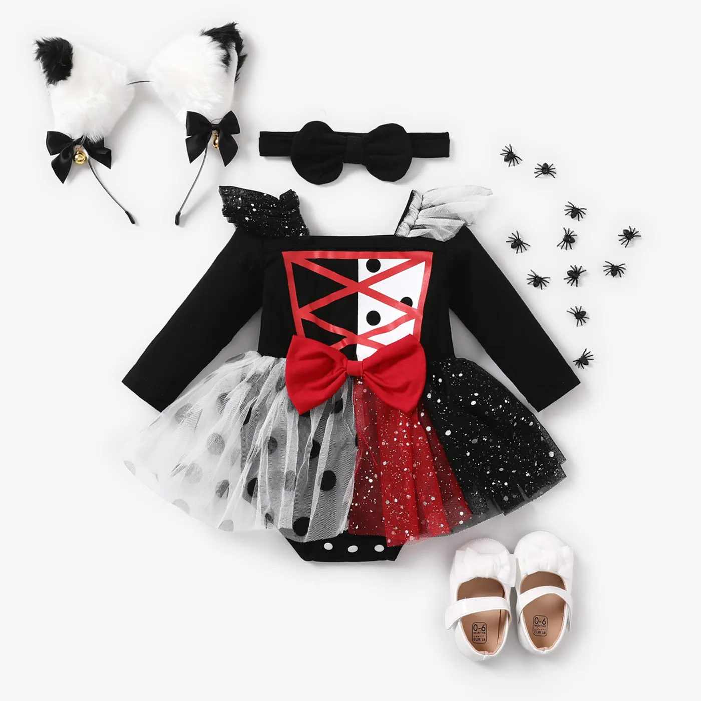 2pcs Medium Thickness Halloween Baby Girl Rompers Set with Fabric Stitching  big image 1