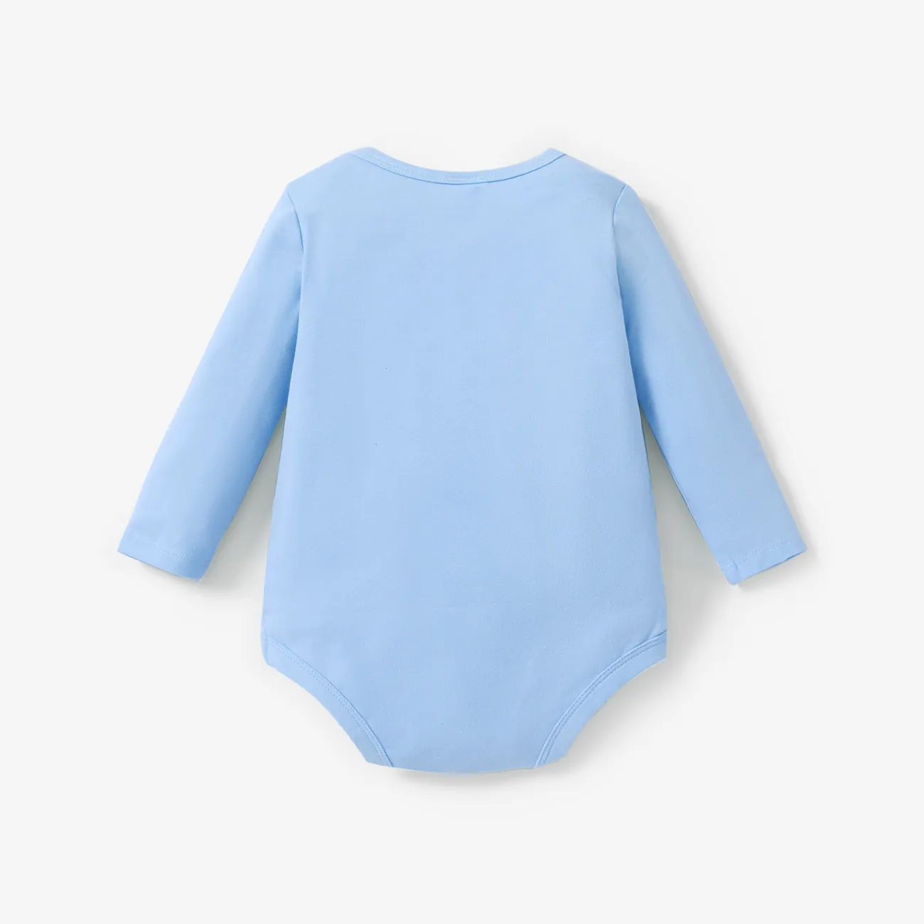 Baby Boy/Girl Cotton Long-sleeve Letter Print Romper Light Blue big image 1