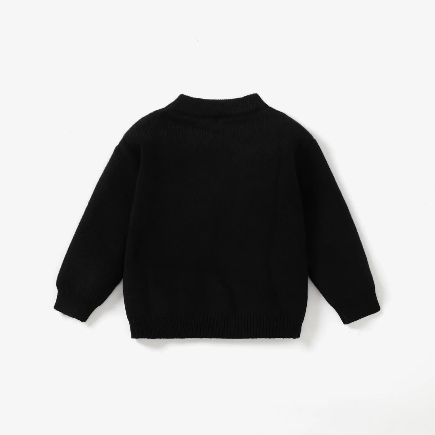 Toddler Boy Halloween Bone Pattern Sweater  Black image 2