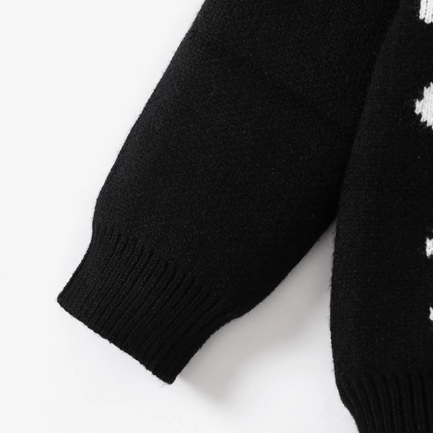 Toddler Boy Halloween Bone Pattern Sweater  Black image 5