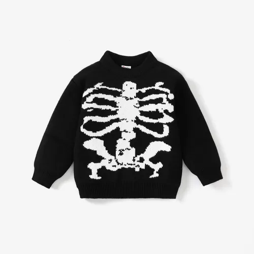 Toddler Boy Halloween Bone Pattern Sweater 