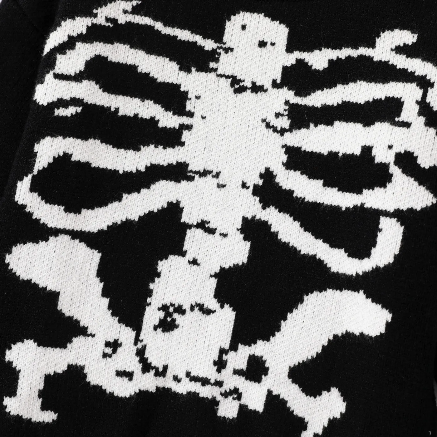 Toddler Boy Halloween Bone Pattern Sweater  Black image 3