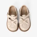  Toddler and Kids Sweet 3D Bow Decor Leather Shoes Beige