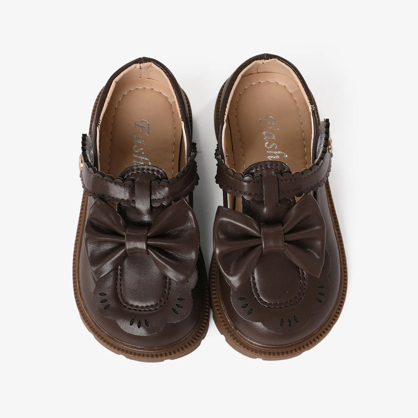  Toddler and Kids Sweet 3D Bow Decor Leather Shoes Brown
