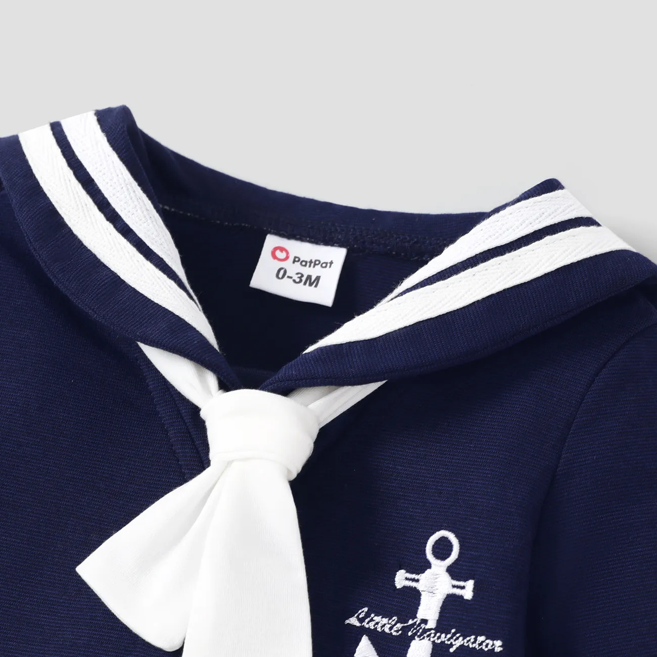 Baby Boy/Girl Naia Classic Navy Design Long Sleeve Jumpsuit Dark Blue big image 1