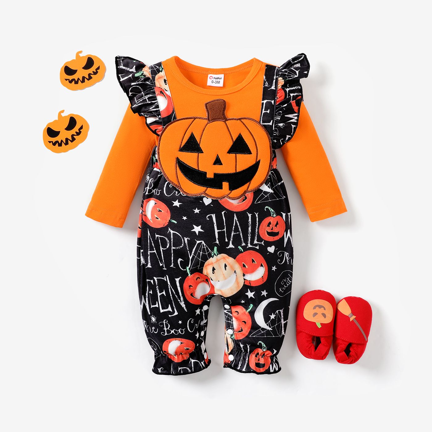 

Childlike Style with Fabric Stitching Halloween Cotton Baby Girl Jumpsuit