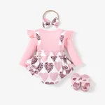 2pcs Baby Girl Sweet Heart-shaped 95% Cotton Long Sleeve Romper Set  image 2