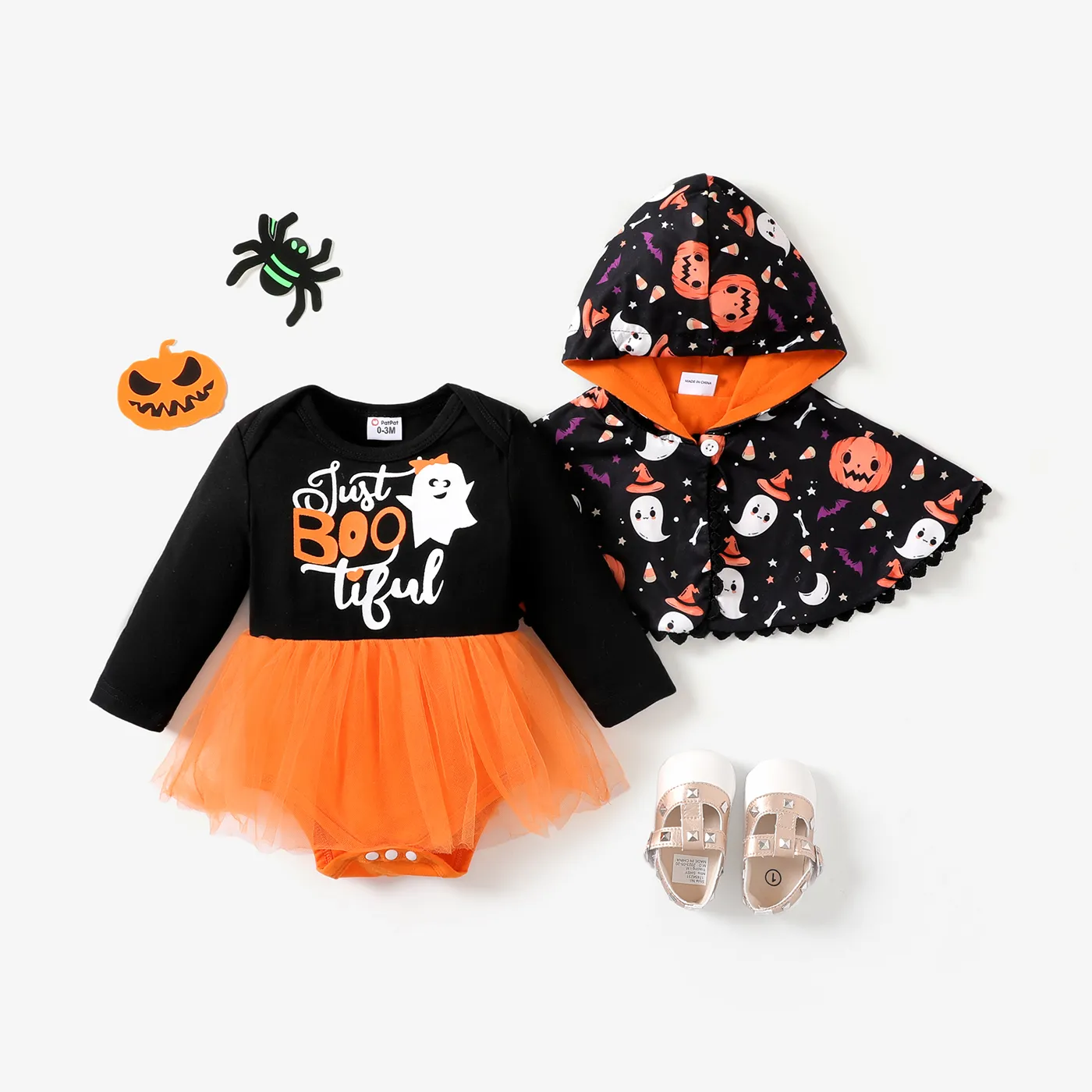 2pcs Baby Girl Halloween Sweet Rompers Set  image 2