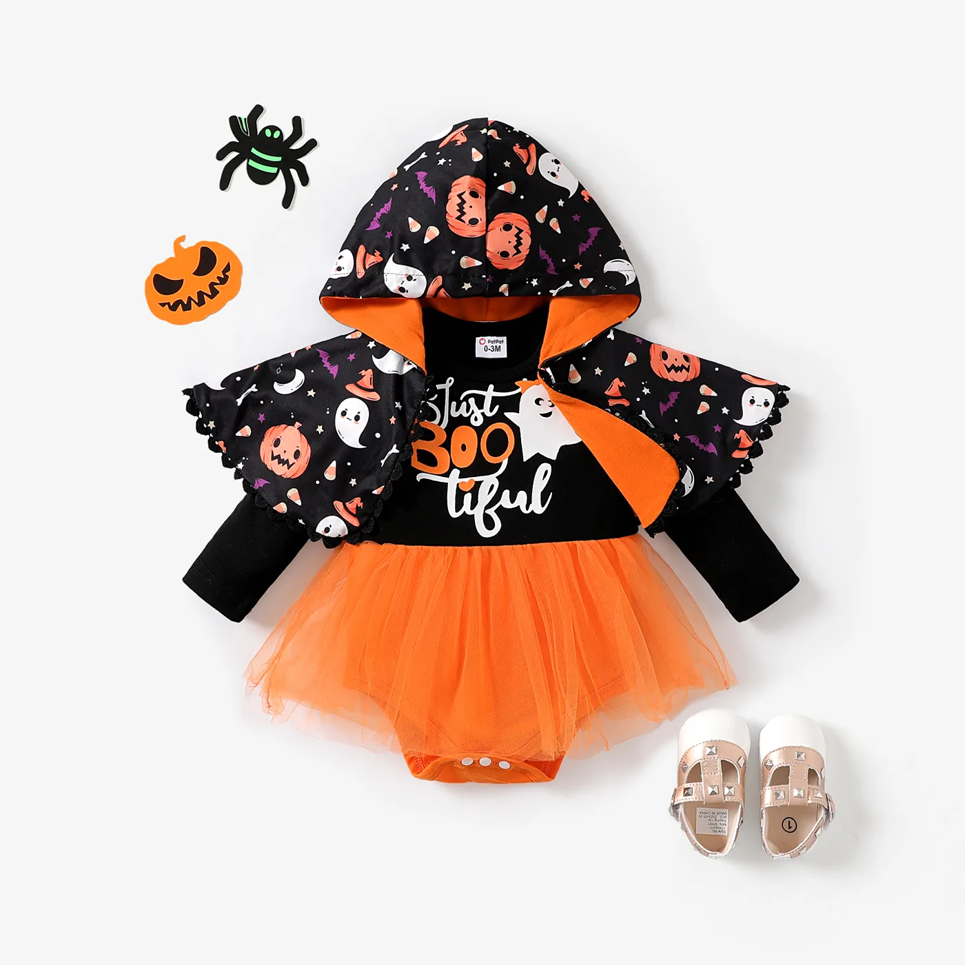 2pcs Baby Girl Halloween Sweet Rompers Set  big image 1