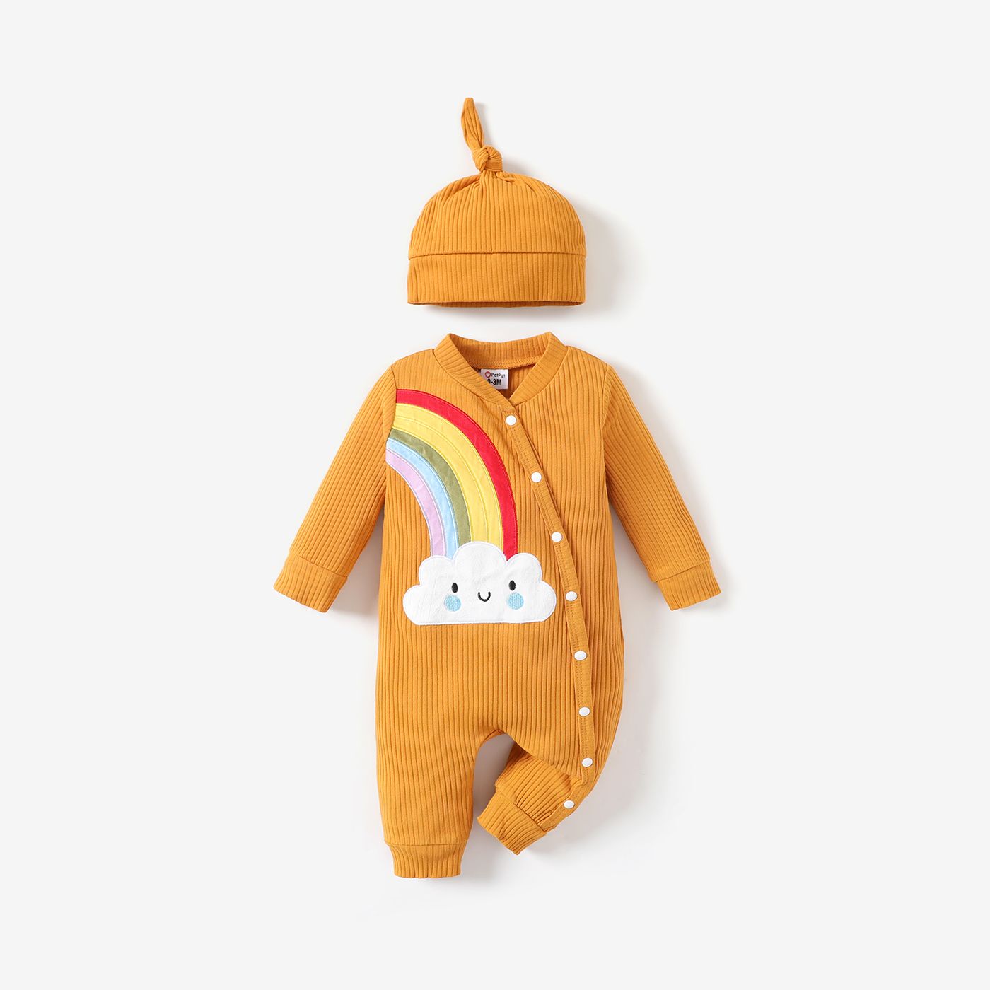 2pcs Baby Girl/Boy Rainbow Casual Long Sleeve Jumpsuits Set