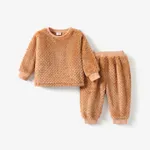 2pcs Baby Boy Casual Holiday Style Long Sleeves Set  Brown