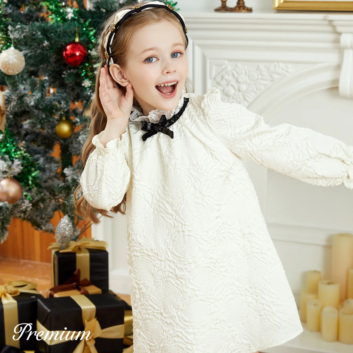 Toddler Girl Elegant Halloween Puff Sleeve Dress 