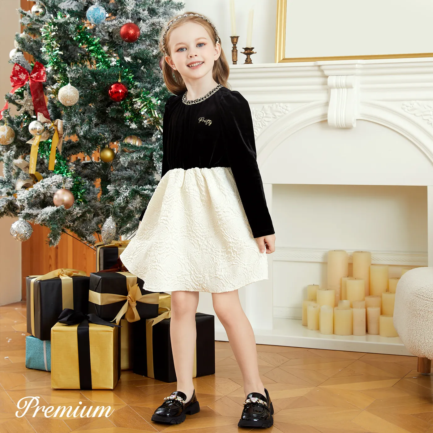 Toddler/Kid Girl Elegant Trendy Fairy Dress BlackandWhite