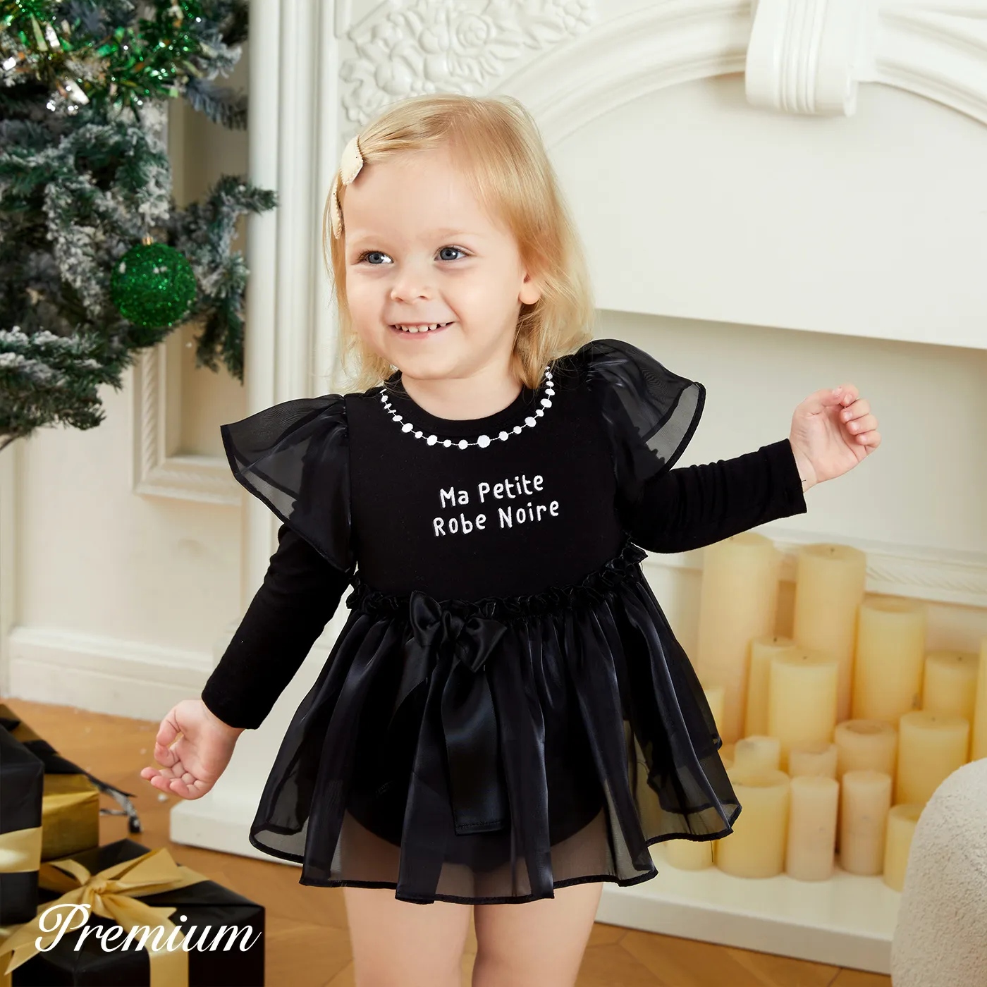 Toddler/Kid Girl Elegant Trendy Halloween Set/Romper BlackandWhite image 2