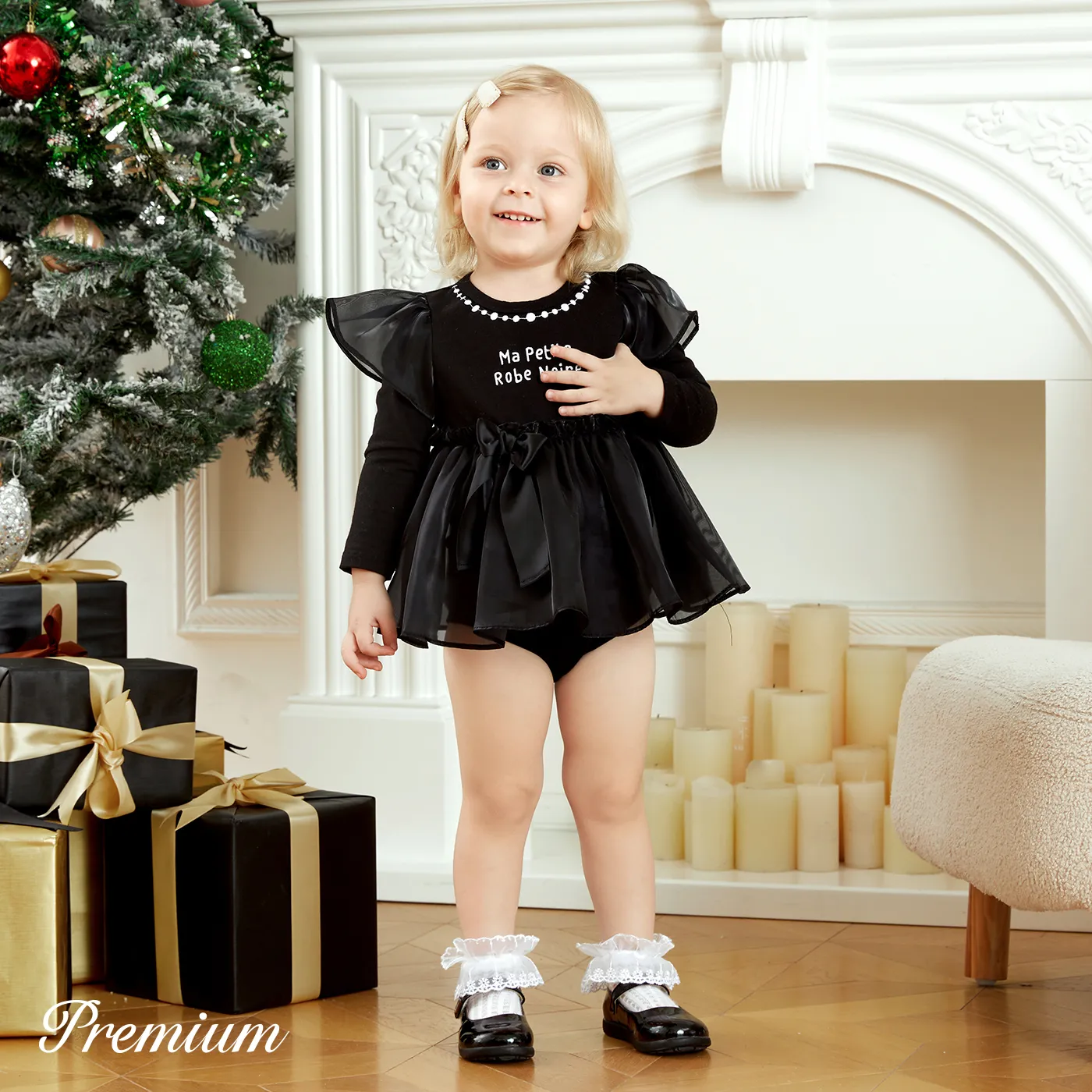 Toddler/Kid Girl Elegant Trendy Halloween Set/Romper BlackandWhite image 3