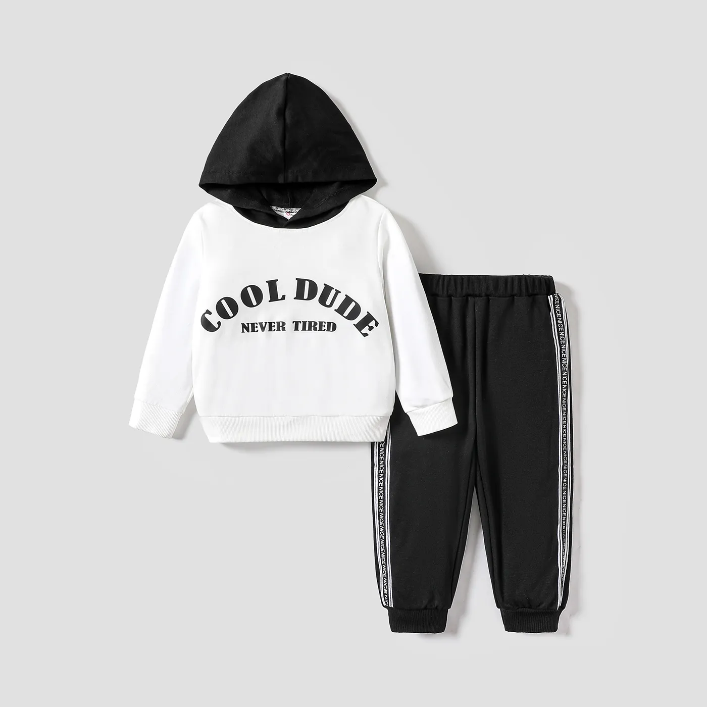 2pcs Toddler Boy Avant-garde Letter Hooded Set