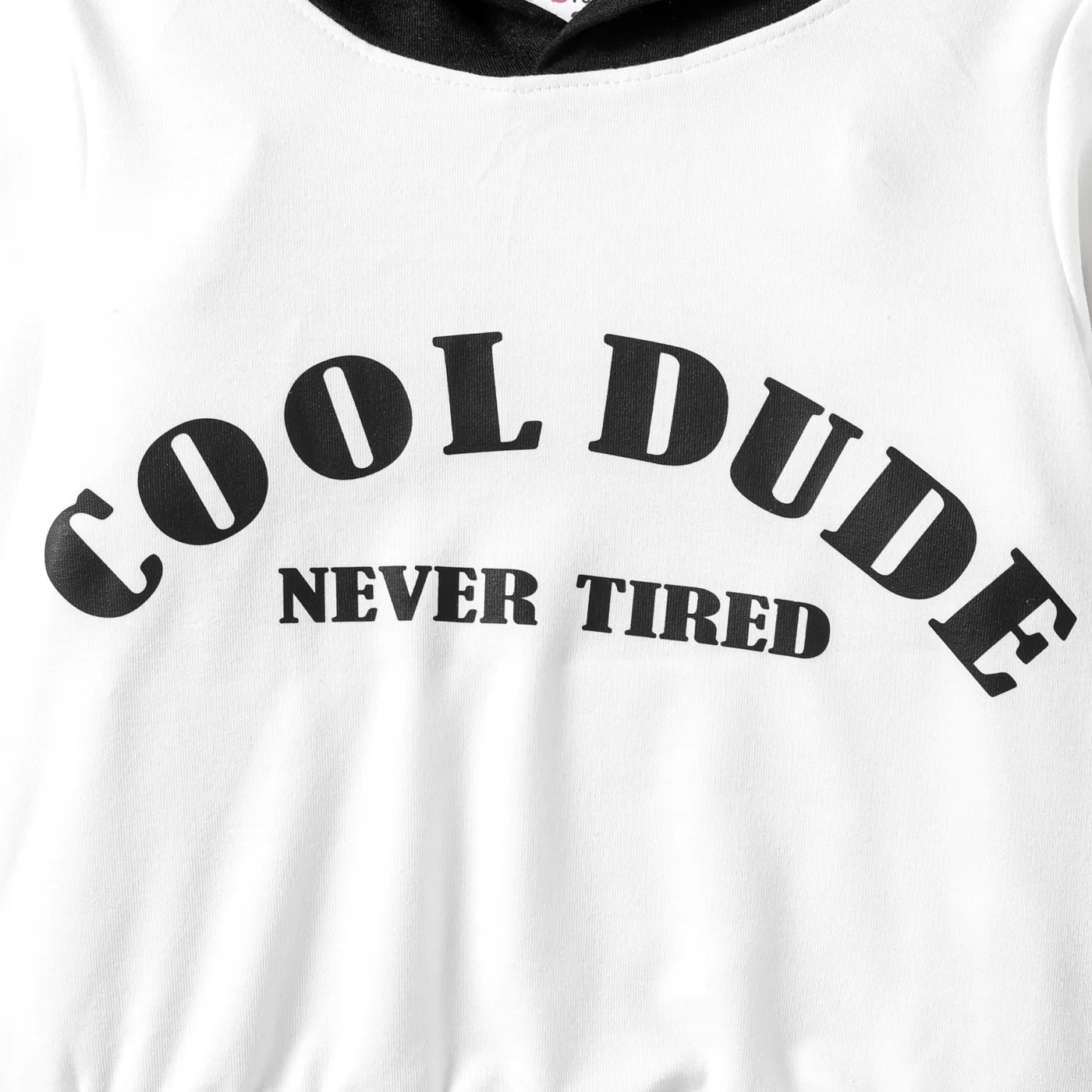 2pcs Toddler Boy Avant-garde Letter Hooded Set BlackandWhite image 4