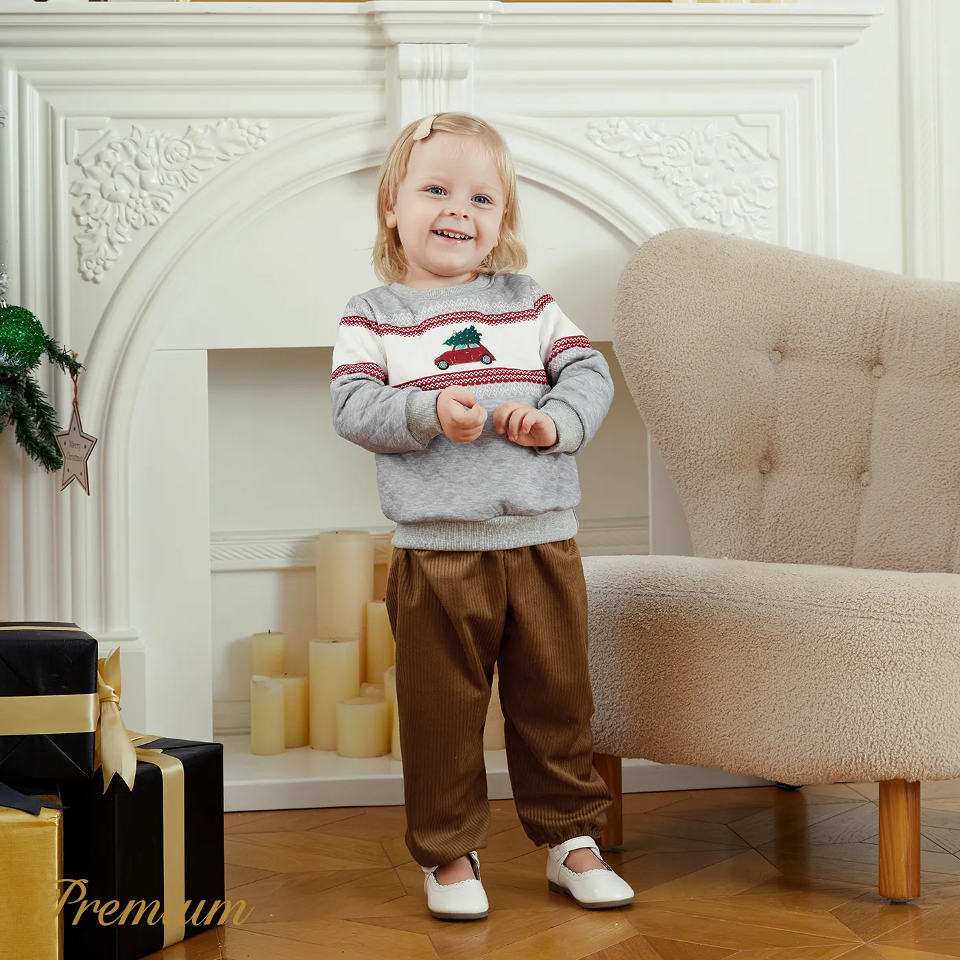 2pcs Baby Girl/Boy Childlike Christmas Pattern Set
