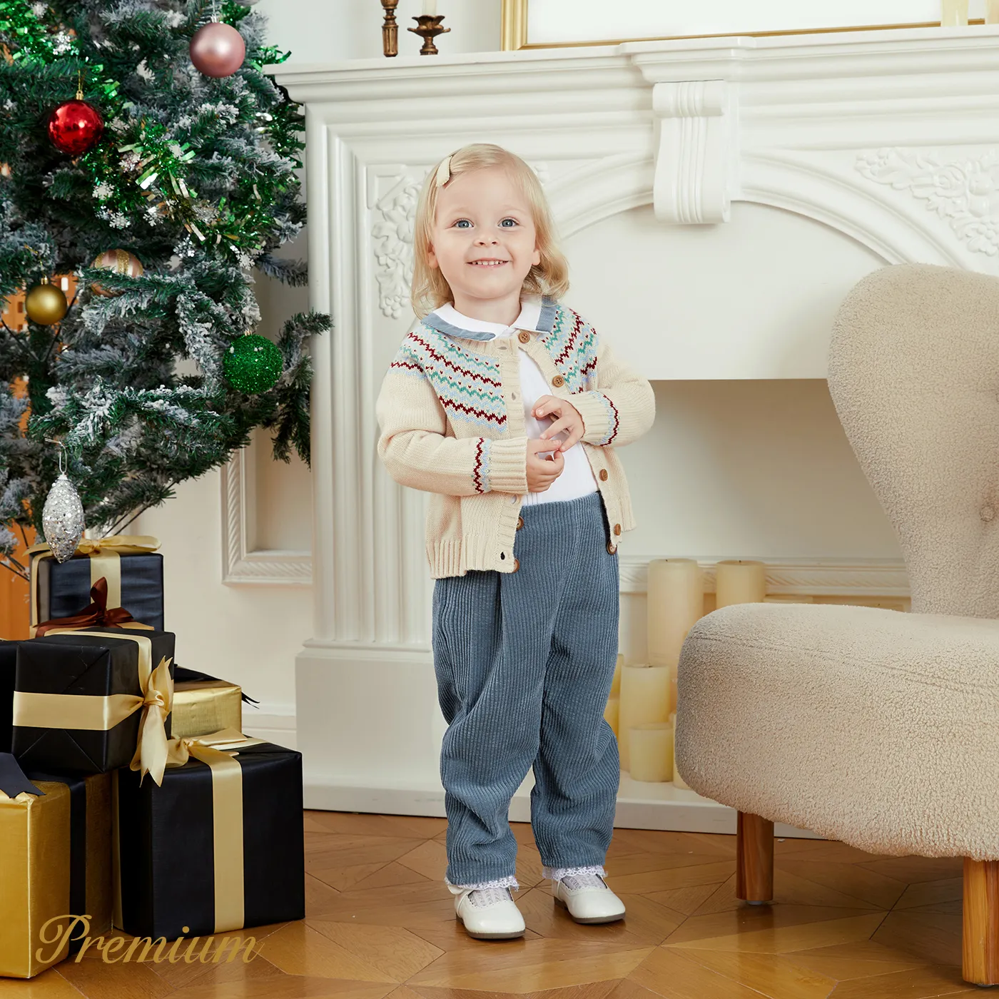 Baby Girl/Boy Elegant Trendy Set/Sweater Beige image 4