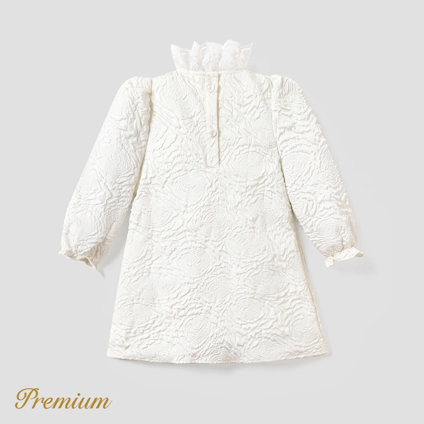 Toddler Girl Elegant Halloween Puff Sleeve Dress  Beige image 4