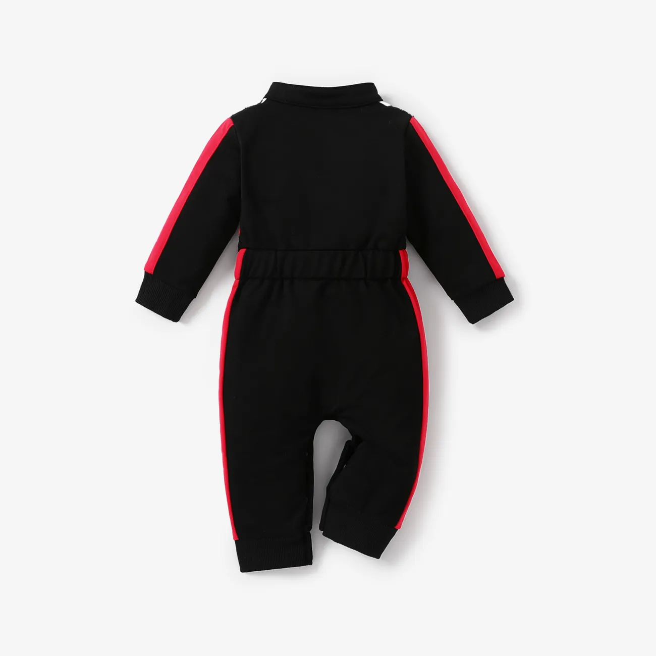 Baby Bold Sportlicher Jumpsuit mit Gitter-/Hahnentrittmuster und Color-Blocking  schwarz big image 1