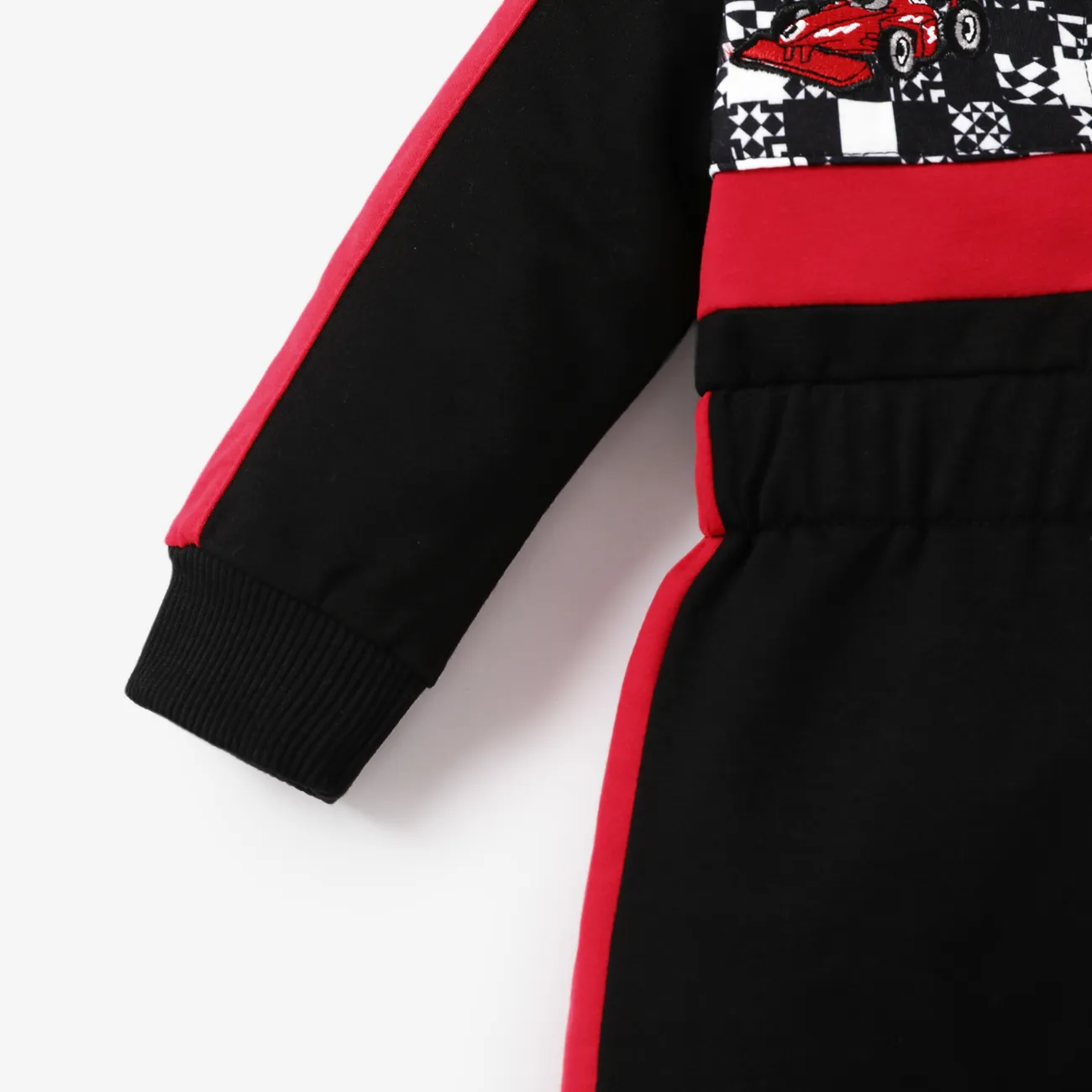 Baby Bold Color-blocking Sporty Grid / Houndstooth Jumpsuit  Noir big image 1