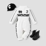 Baby Boy/Girl Bold Color-blocking Sporty Grid/Houndstooth Jumpsuit   image 3