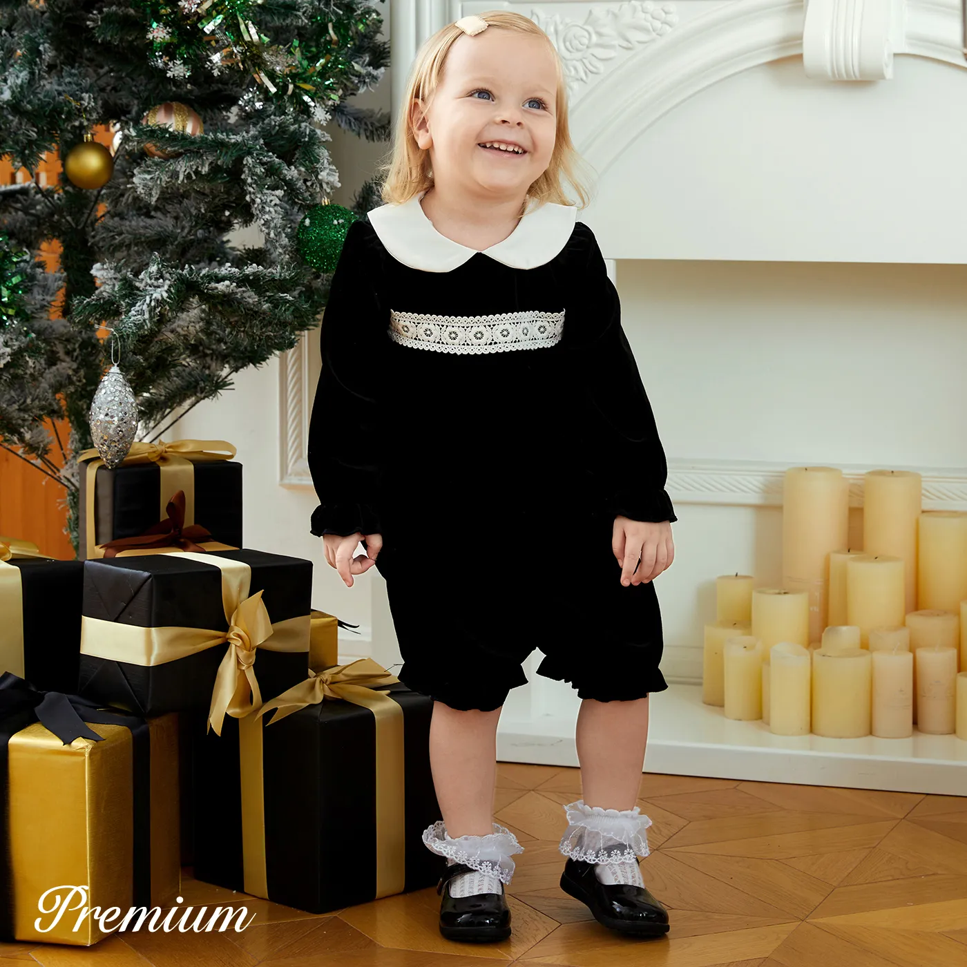 2pcs Baby Girl Halloween Solid Color Elegant Set with Lapel